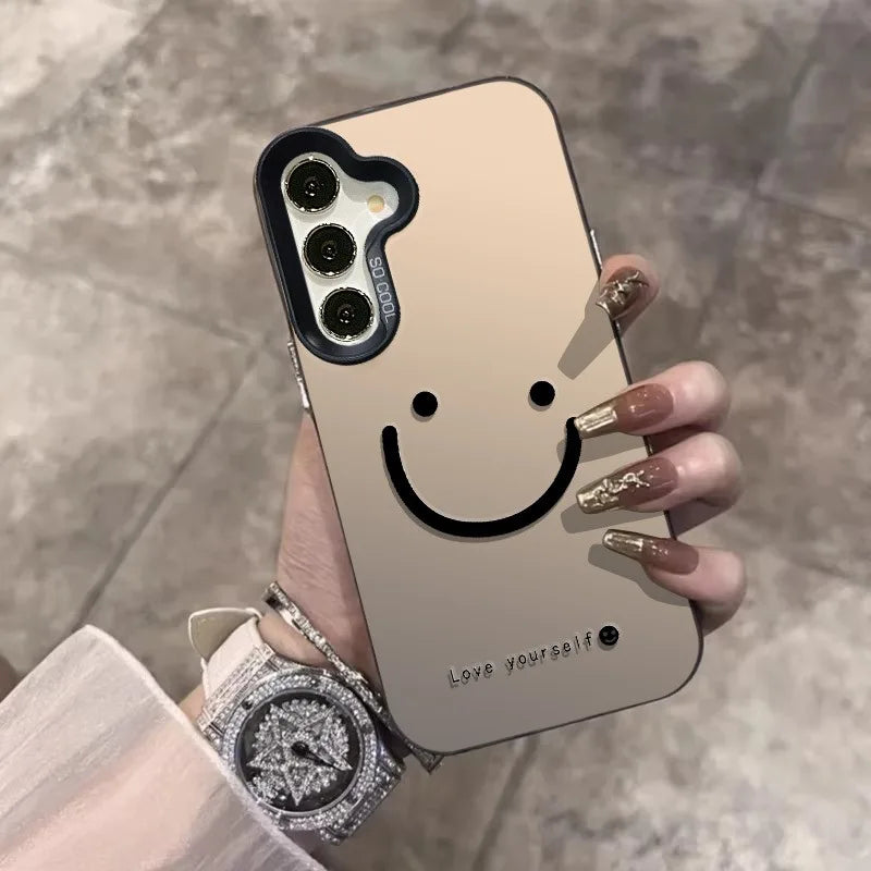 For Samsung Galaxy S26 S25 S24 S23 Ultra S22 Plus S21 FE Case Color Silver Smile Cheeks Cover For A57 A37 A17 A56 A55 A25 Funda