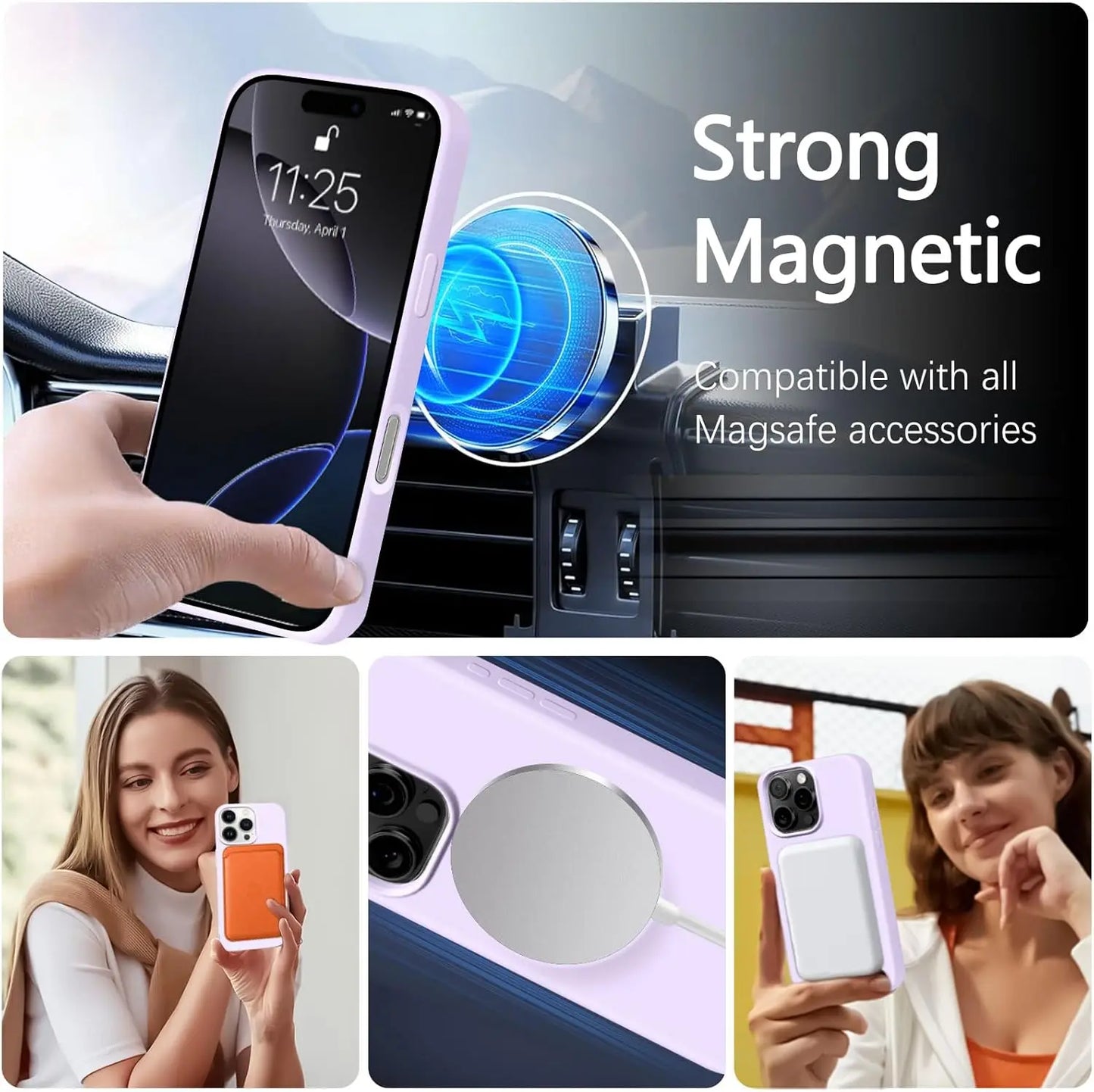 Magnetic Silicone MagSafe iPhone Case with Lanyard