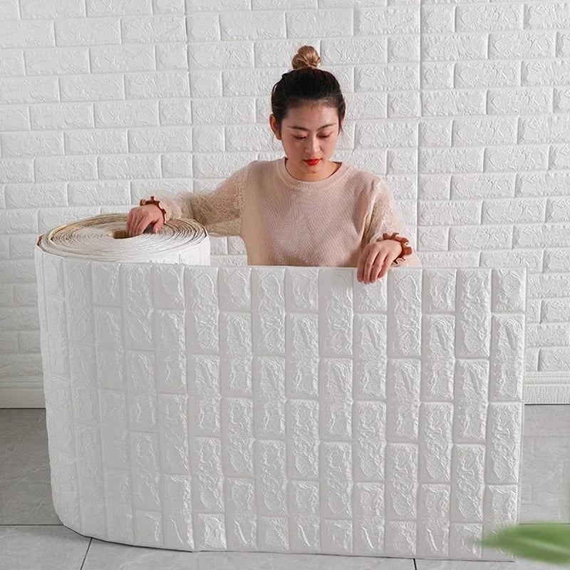 70cm*1m  3D Brick Pattern Wall Panels Wallpaper DIY Waterproof for Living Room Bedroom Kitchen Background Wall Decoration