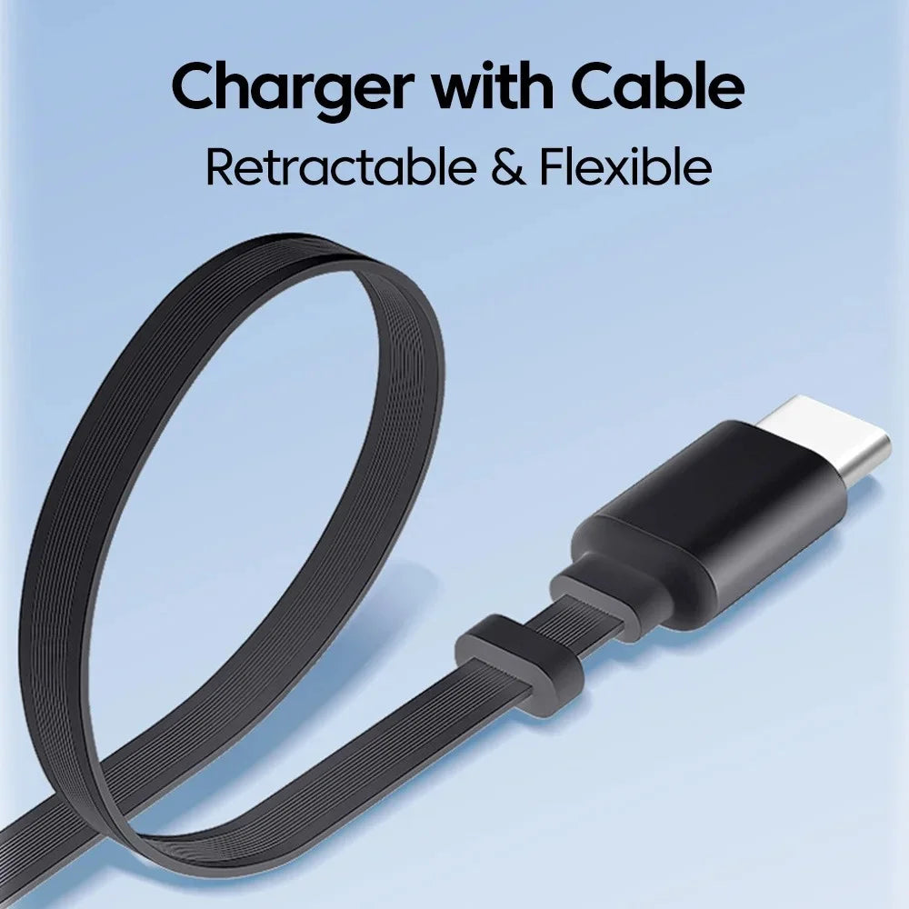 80W USB C Fast Charger with Retractable Type C Cable PD Charging for iPhone 17 16 15 Samsung Xiaomi iPad Phone Quick Charger