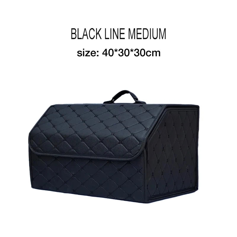Car Trunk Organizer Box Large Capacity Auto Multiuse Tools Storage Bag Stowing Tidying Leather Folding For Emergency Storage Bo