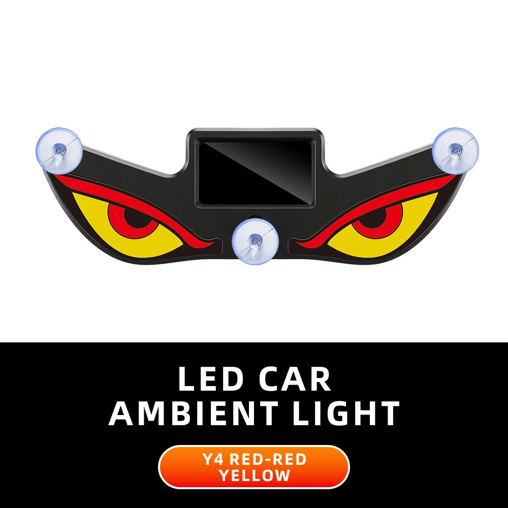 Solar Powered Car Neon Light Wireless Cool DEMON EYE Led Ambient Light Suction Cup USB Rechargeable Atmosphere Breathing Lamp