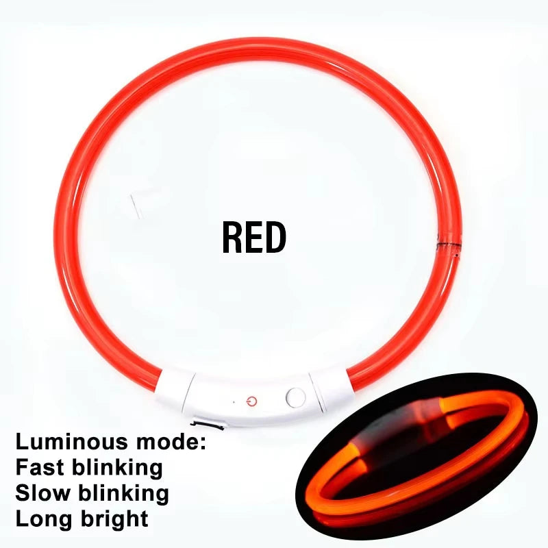 C 1pcs USB Type-C Rechargeable Pet Glowing Collar Dog LED Light Collar Luminous Anti-Lost Dog Collar Dog Necklace Collar