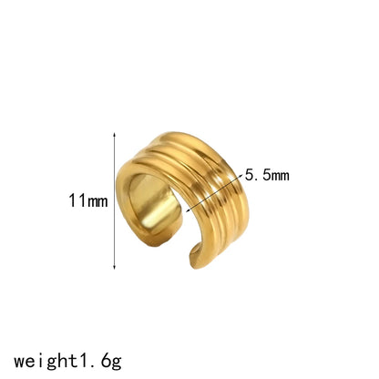 18K Gold Stainless Steel Multilayer Ear Clip – Waterproof Chunky Hoop