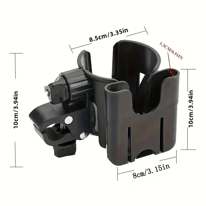 2-in-1 Stroller Cup & Phone Holder, Universal Bottle Bracket for Stroller Wheelchair Accessories