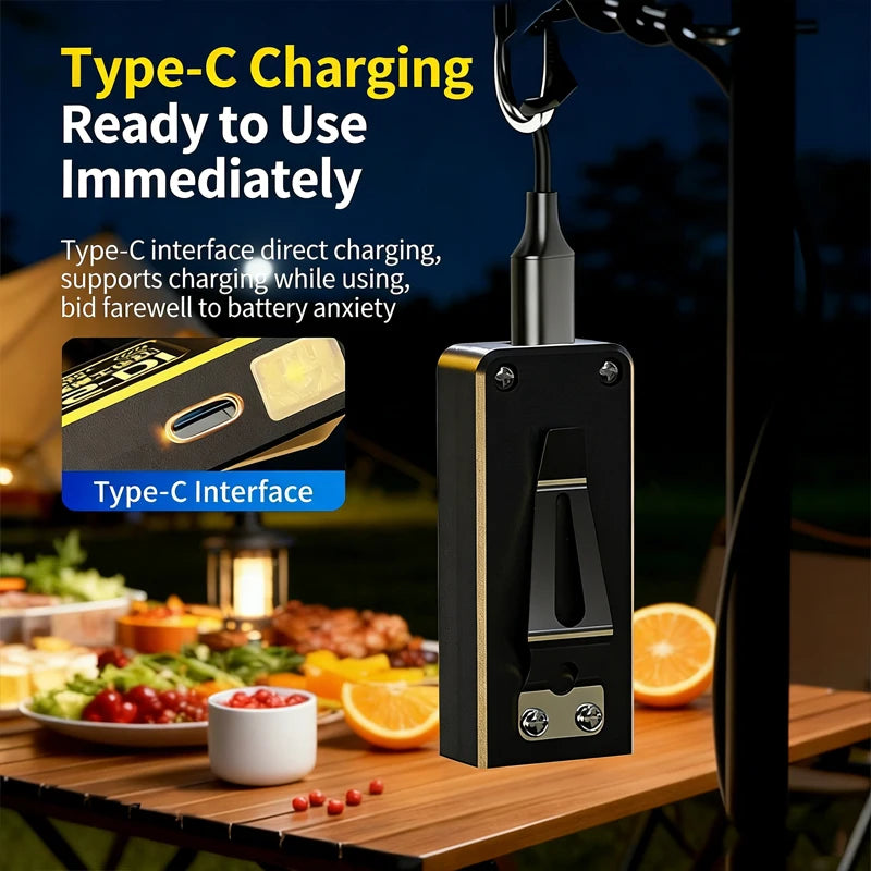 Mini COB LED Flashlight USB C Rechargeable Powerful Work Light  with Clip Magnet Waterproof EDC Camping Walking Pocket Lamp