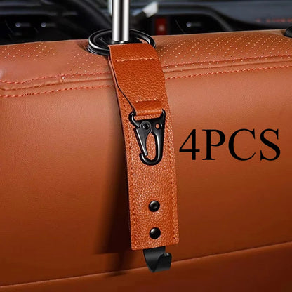 Car Interior Accessories PU Leather Hooks Storage Clips Front Seat Headrest Organizer Holder Auto Fastener Hangers Space Saving