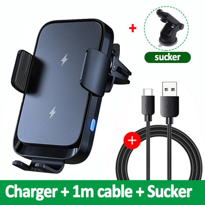 Wireless Car Charger Dual Coil Car Phone Holder Stand for Samsung Galaxy Z Flip 5 4 3 S22 S21 iPhone 14 13 Fast Charging Station
