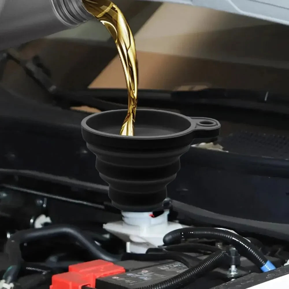 Collapsible Silicone Car Funnel for Engine Oil, Petrol, and Washer Fluid