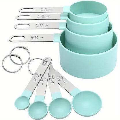 8pcs Measuring Cups & Spoons Set,Stackable Nesting Measure Cups with Stainless Steel Handle,Kitchen Gadgets for Cooking & Baking