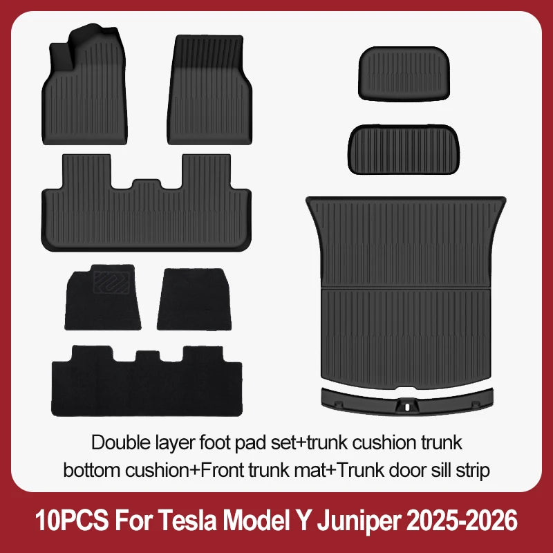 For Tesla New Model Y Juniper Premium/Performance 2025+ TPE Floor Mats Luggage Mat Wear-resistant Foot Pads ModelY Trunk Mats
