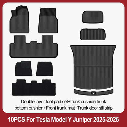 For Tesla New Model Y Juniper Premium/Performance 2025+ TPE Floor Mats Luggage Mat Wear-resistant Foot Pads ModelY Trunk Mats
