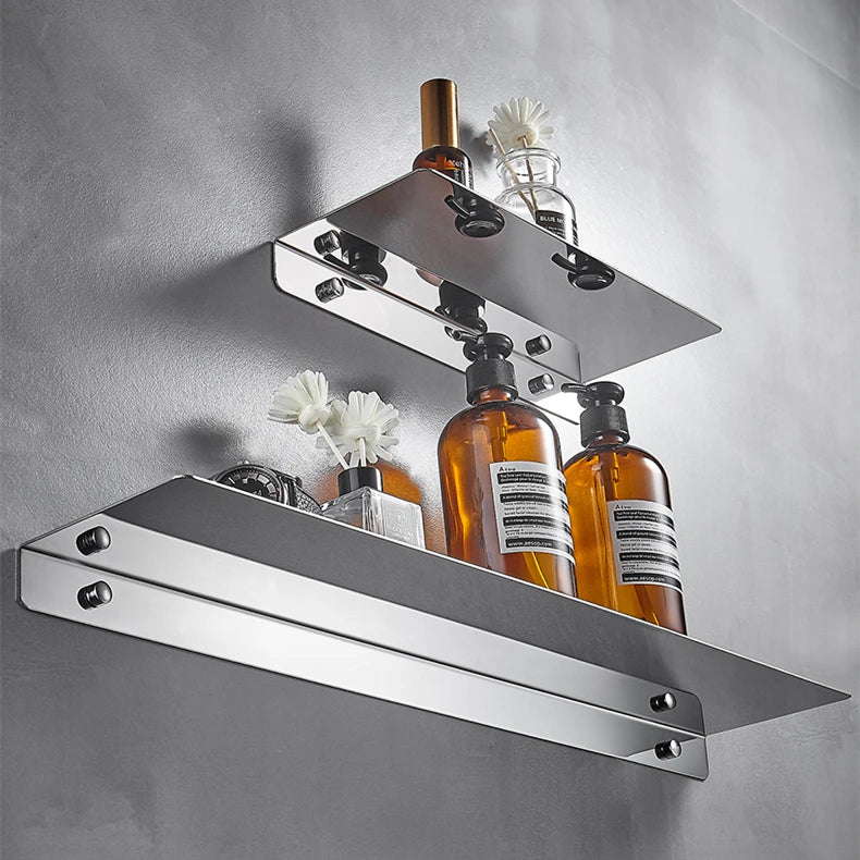 Black/ Chrome Bathroom Shelf Thicken Stainless Steel Corner Shelves Towel Rack Shampoo Holder Kitchen Storage Rack 20/30/40/50cm