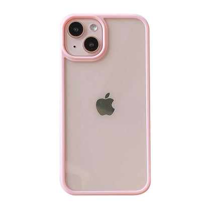 Candy Color Transparent Acrylic iPhone Case – TPU Full Coverage Cover for iPhone 7–15 Series