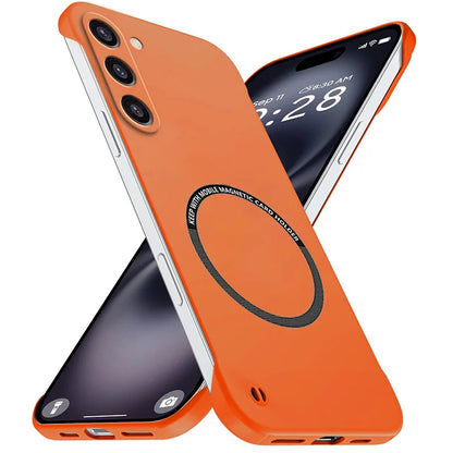 Magnetic Slim for Samsung S23 S22 S21 FE Plus Ultra Frameless Phone Cases Matte Hard Plastic Cover Borderless Shockproof Armor