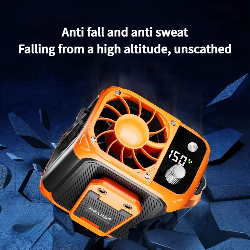 Mini high-speed waist fan, bladeless USB hanging neck fan, outdoor multifunctional mobile power lighting digital display fan