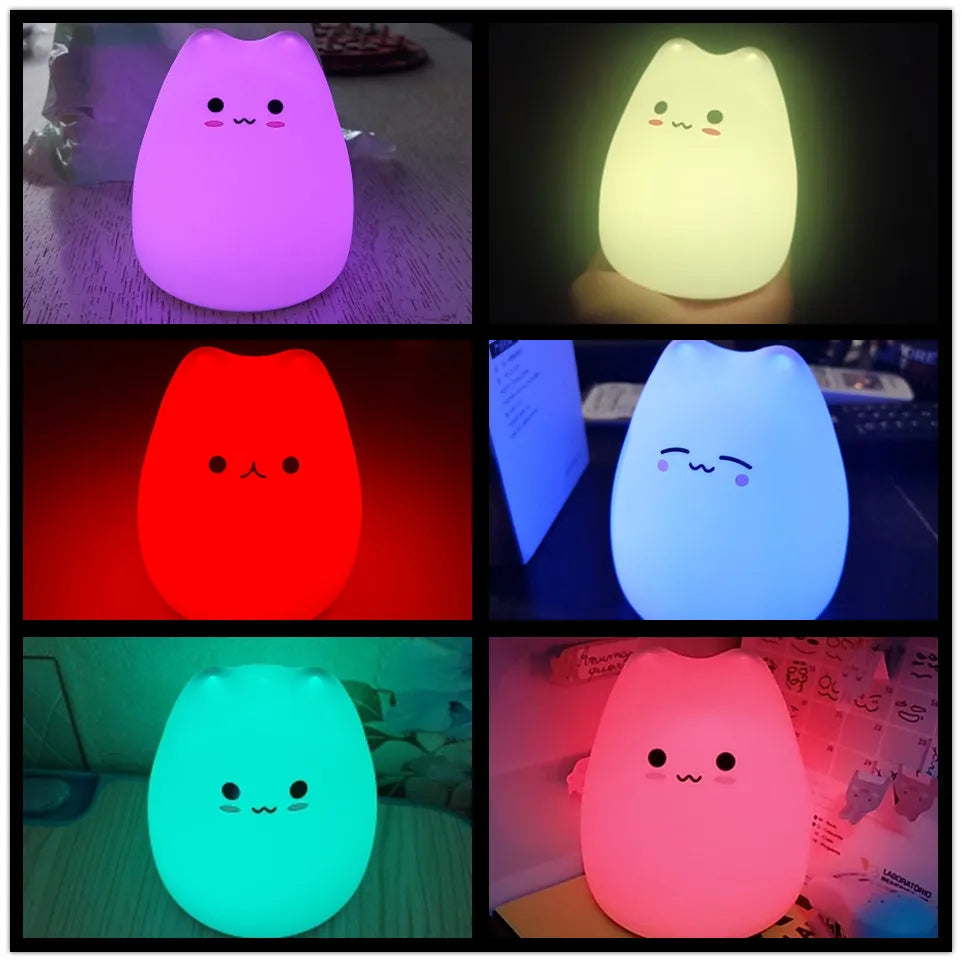Cat Touch Night Light — 7-Color Changing Bedside Lamp