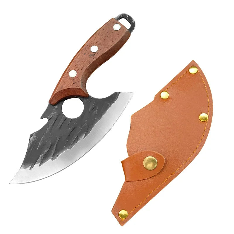 Multifunctional Knife Forged Kitchen Knife Stainless Steel Meat Cleaver Boning Knife with Bottle Opener Pocket With Knife Cover