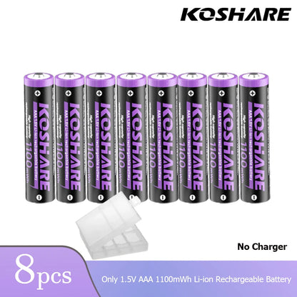 KOSHARE 1.5V AA 4255mWh AAA 1100mWh Rechargeable Lithium Battery Charger Set  With LED Indicator Arc-look Fast Charging Case