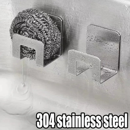 2pcs Stainless Steel Kitchen Sink Sponge Holder Tray Drainer Rack Self Adhesive Hook Sink Storage Holder Kitchen Accessories