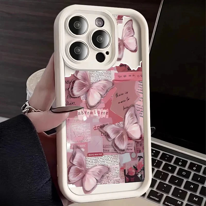 Cute Butterfly Silicone iPhone Case – Shockproof Candy Cover for iPhone 11–17 Series