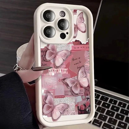 Cute Butterfly Silicone iPhone Case – Shockproof Candy Cover for iPhone 11–17 Series