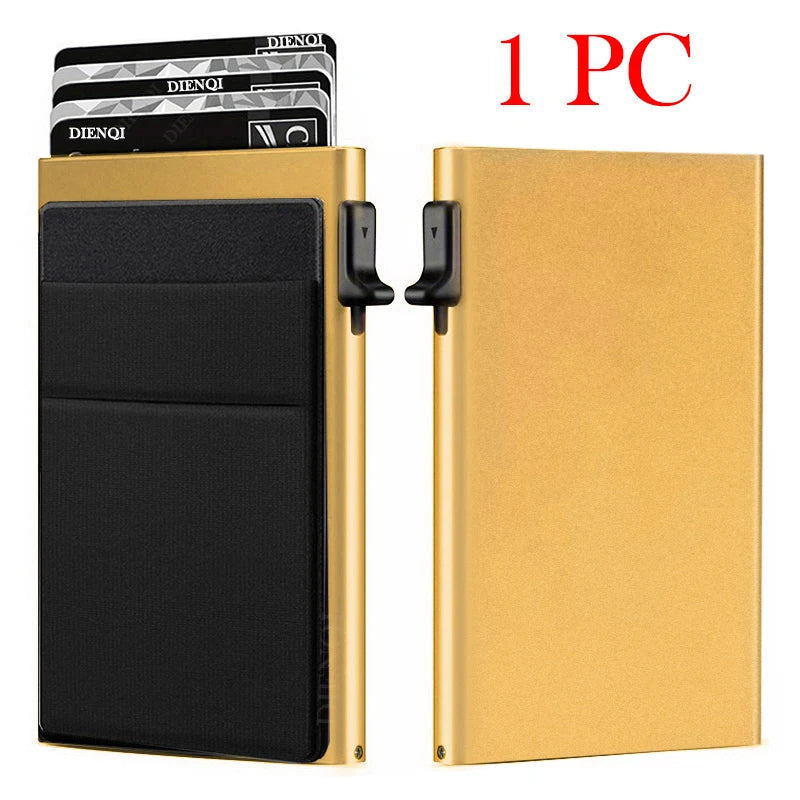 Rfid Credit Card Holder Men Thin Slim Mini Minimalist Wallets Luxury Metal Bank ID Cardholer Case Wallet for Men Carteras \[]pl/