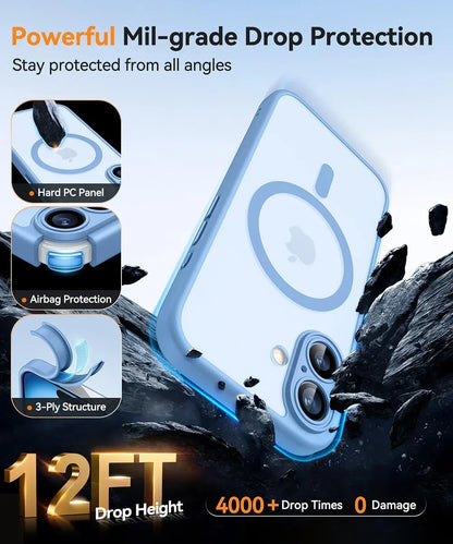 Magnetic Matte Translucent Armor Shockproof Case For iPhone 17 16 15 14 13 12 11 Pro Max Plus For Magsafe Wireless Charge Cover