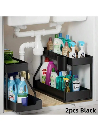 1/2PCS Under Sink Organizers And Storage, Large Capacity Heavy Load Pull-Out Under Sink Shelves With Sliding Drawer For Kitchen And Bathroom,Halloween Gifts