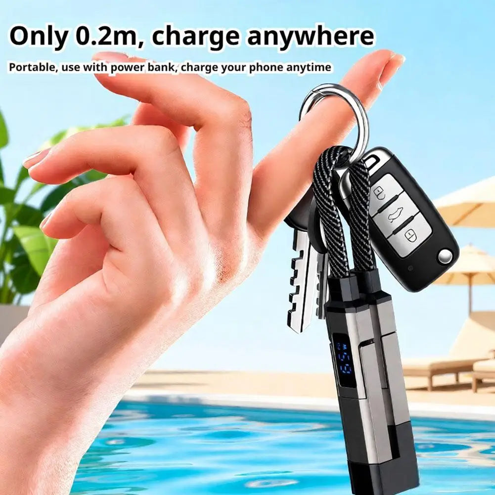 4-in-1 Keychain USB C Cable with V/A/W Display, 65W Fast Charging with LED  Charger Cord for iPhone 16/15, iPad,MacBook, Samsung