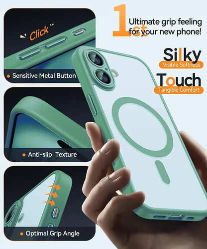 For Magsafe Luxury Armor Shockproof Case For iPhone 16 15 14 13 Pro Max Plus Magnetic Wireless Charge Cover Matte Translucent PC