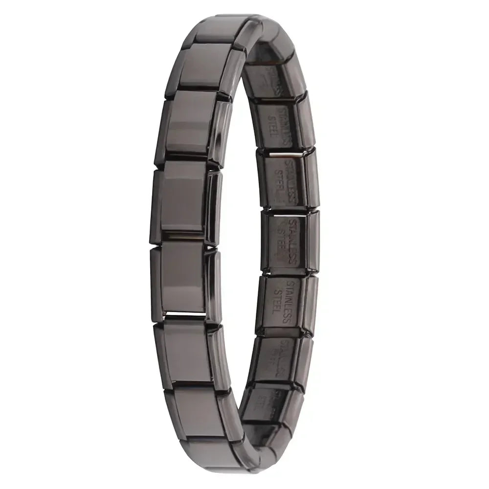 Hapiship Italian Elastic Charm Bracelet – 9mm Stainless Steel Fashion Bangle for Women & Men
