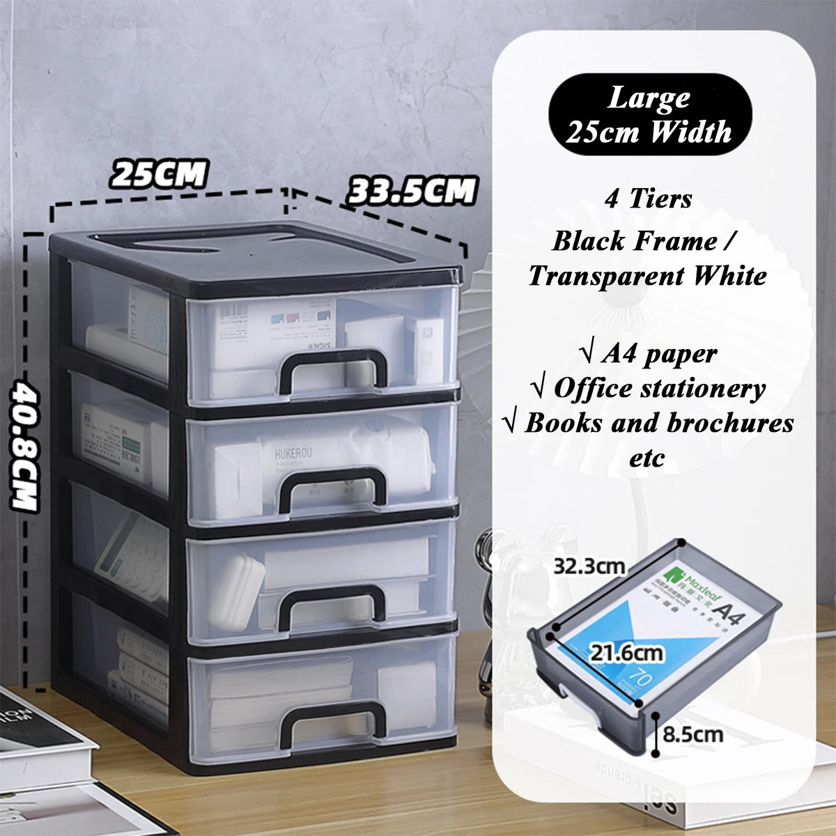 Clear Desktop Storage Box with Drawer Heightened Table Organizer Plastic Office storage cabinet  for Stationery cosmetics