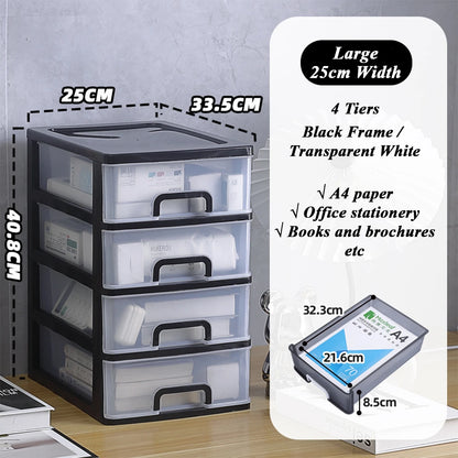 Clear Desktop Storage Box with Drawer Heightened Table Organizer Plastic Office storage cabinet  for Stationery cosmetics