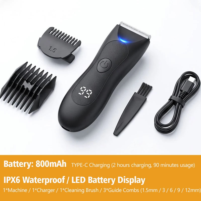Body Trimmer for Men Beard Face, Hair, Body and Intimate Hair Trimmer Body Shaver Groomer Ceramic Male Electric Hair Clipper