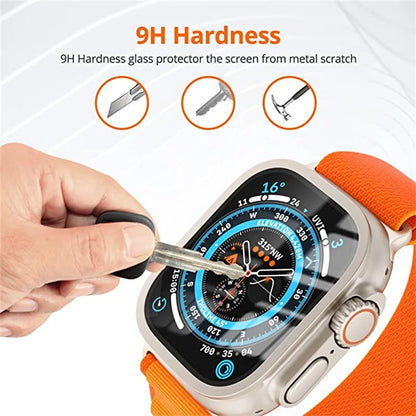Aluminium Alloy Case+Tempered Glass for Apple Watch Ultra 3 49mm Anti-Scratch Screen Protector iWatch Ultra 2 3 49mm Cover Film