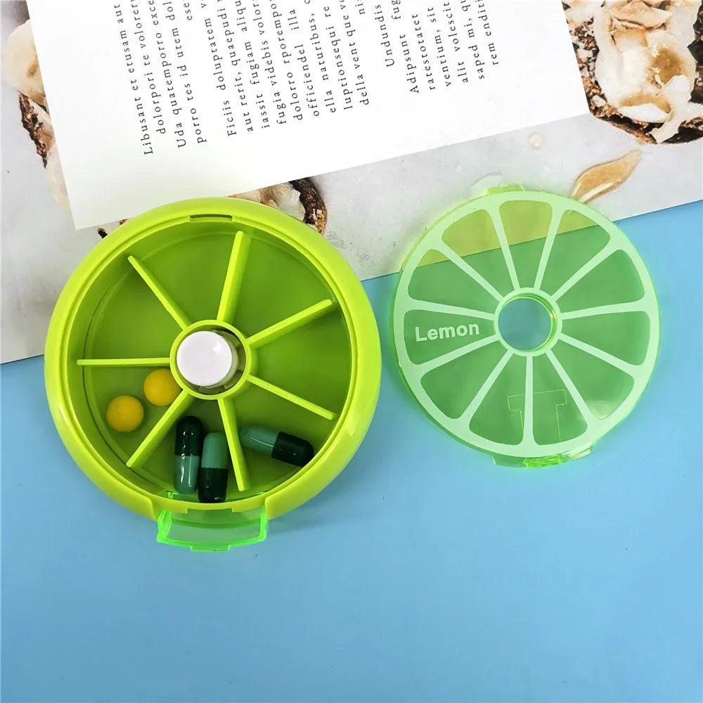 Portable Pill Box Weekly Rotating Split Fruit Points Drug Carry With You Mini Medicine Boxs Medicine Travel Pillbox