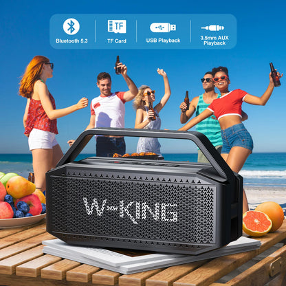 W-KING D9-1 100W Peak 60W RMS Deep Bass Bluetooth Speaker, IPX6 Portable Waterproof Loud Bluetooth Speakers Wireless with Subwoofer