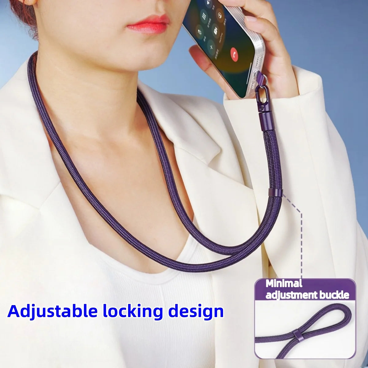 Universal Phone Lanyard with Clip Upgraded Anti-Drop 360° Rotation Adjustable Neck/Crossbody Strap for All Phone Cases