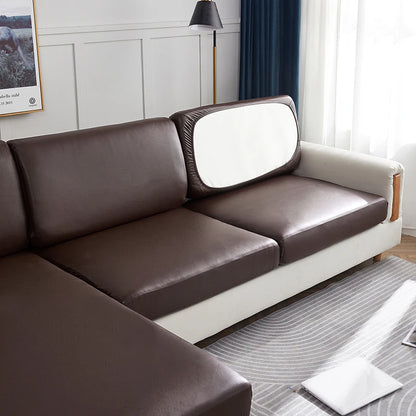 Stretch PU Leather Waterproof Sofa Cushion Cover Sofa Seat Slipcover Backrest Cover Easy Clean Sofa Protector for Pets Kids