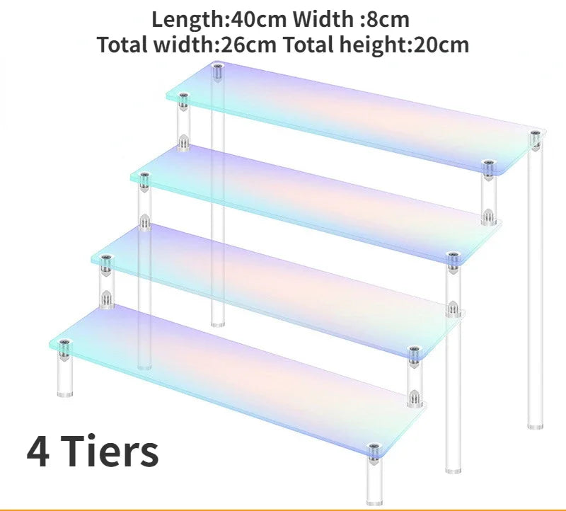 1-5 Tier Iridescent Acrylic Display Risers Stand Shelf for Figures Collectibles Cupcakes Perfumes Jewel Decorating & Organizing