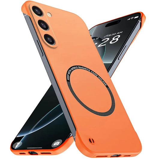 Magnetic Slim for Samsung S23 S22 S21 FE Plus Ultra Frameless Phone Cases Matte Hard Plastic Cover Borderless Shockproof Armor