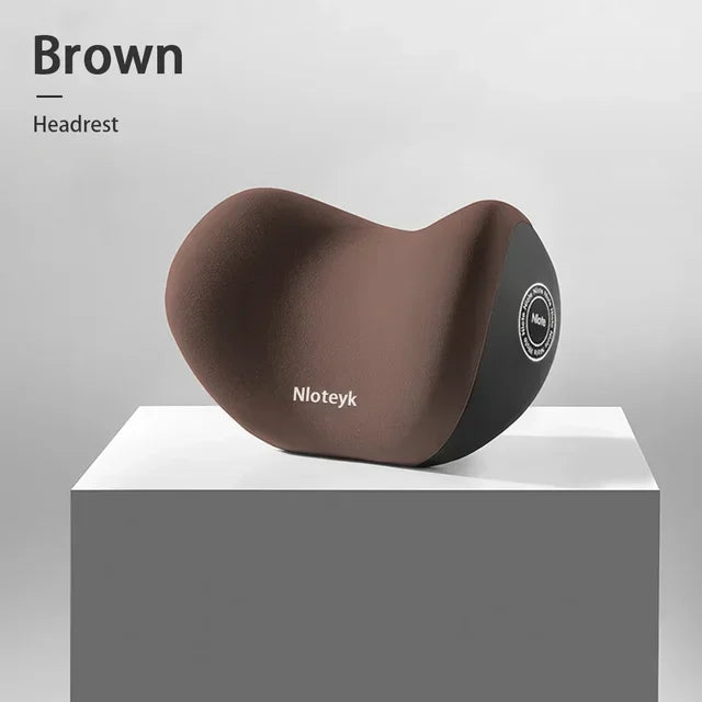 Memory Foam Headrest Lumbar Support Set Ergonomic Neck Pillow Back Cushion Car Driver Seat Comfort Breathable Polyester Fabric