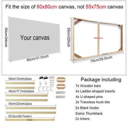 Various Sizes Canvas Frame Wooden Frames Natural Wooden Photo Oil Painting Canvas Diamond Painting Frames Canvas Wood Wall Frame