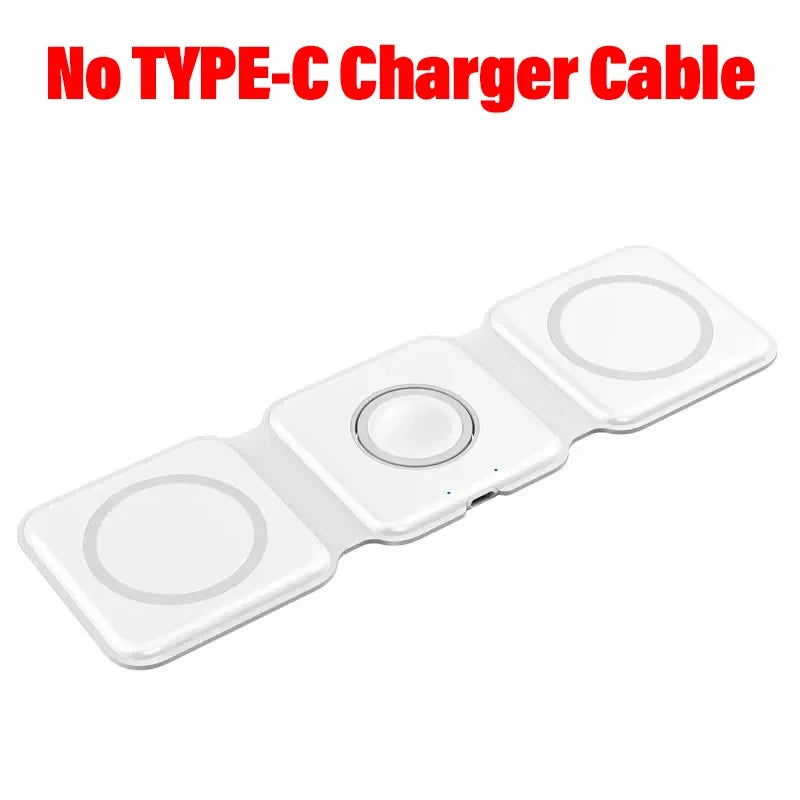 3-in-1 Magnetic Portable Wireless Charger Pad Fast Charging Dock For iPhone 17 16 Pro Max Apple Watch 9 8 AirPods Charge Station