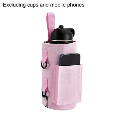 Magnetic Gym Water Bag,Water Bottle Tumbler Carrier Holder With Phone Pockets & Shoulder Strap,Sports Magnet Water Bottle Sleeve