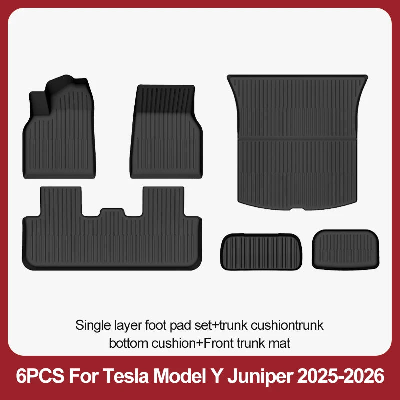 For Tesla New Model Y Juniper Premium/Performance 2025+ TPE Floor Mats Luggage Mat Wear-resistant Foot Pads ModelY Trunk Mats