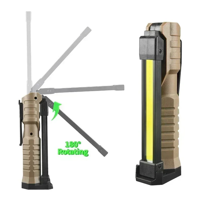 USB Rechargeable LED Work Light 1000 Lumens COB Lantern with Power Capacity Indicator Handled Flashlight for Outdoor Car Repair