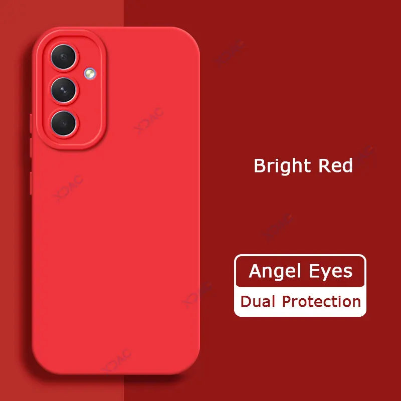 Luxury Angel Eyes Phone Case for Samsung Galaxy A54 5G Square Liquid Silicone Back Cover SamsungA54 360 Shockproof Fashion Coque