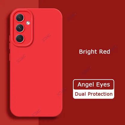 Luxury Angel Eyes Phone Case for Samsung Galaxy A54 5G Square Liquid Silicone Back Cover SamsungA54 360 Shockproof Fashion Coque